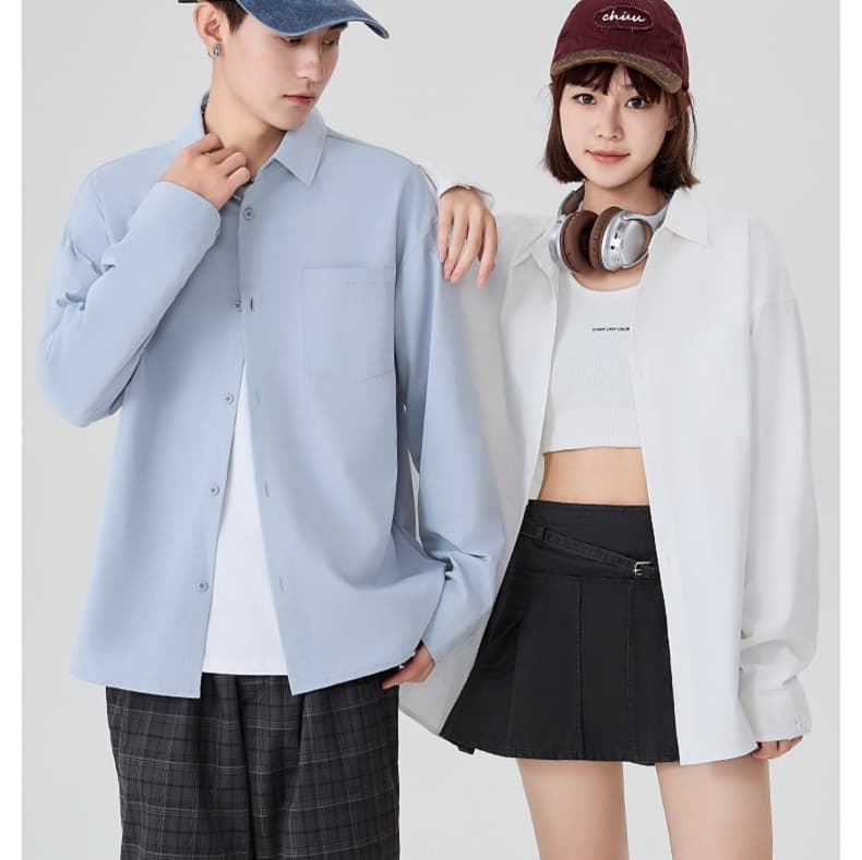 白コーデ シンプル快適ベーシックシャツ