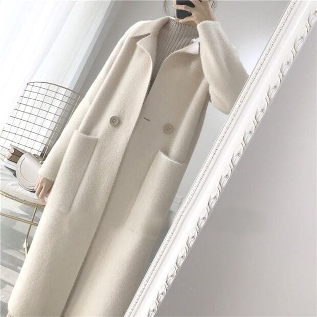 上品なダブルボタンロングウールコート🧥