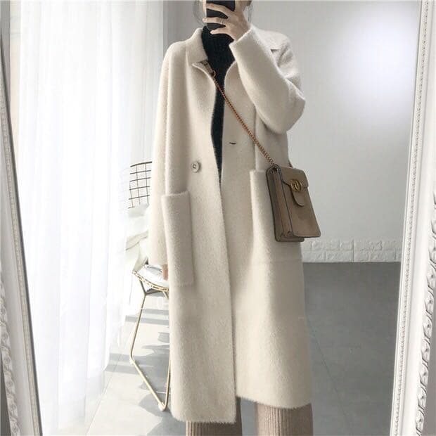 上品なダブルボタンロングウールコート🧥