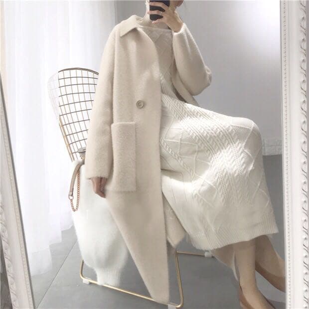 上品なダブルボタンロングウールコート🧥